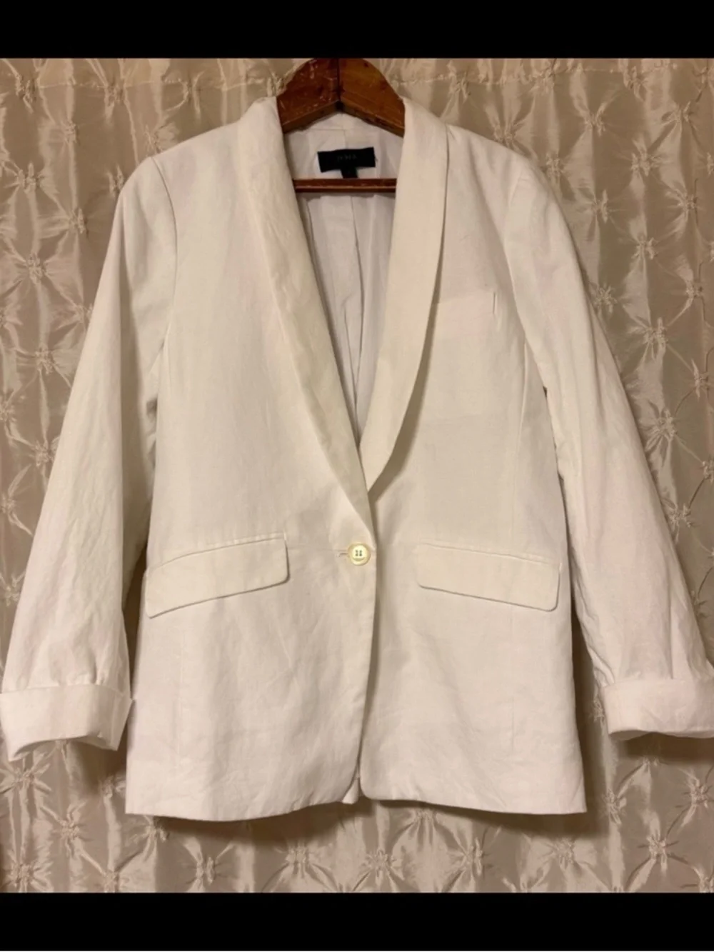 J. Crew White Unstructured Shawl Collar Cotton Linen Blazer Jacket Single-Button